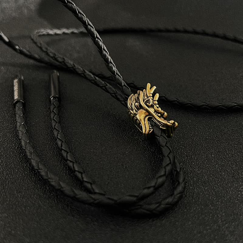 Cravatta Bolo con testa di drago in bronzo