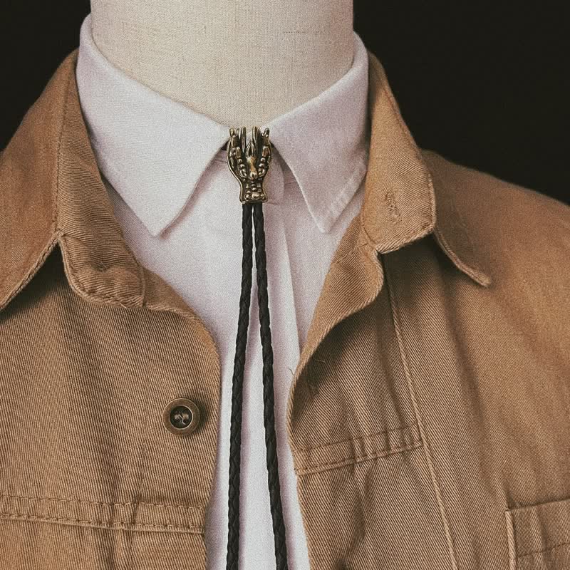 Cravatta Bolo con testa di drago in bronzo