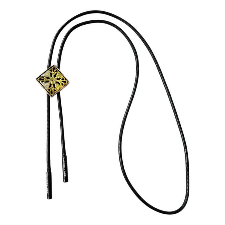 Cravatta Bolo a forma di diamante con motivo floreale dorato - image 6