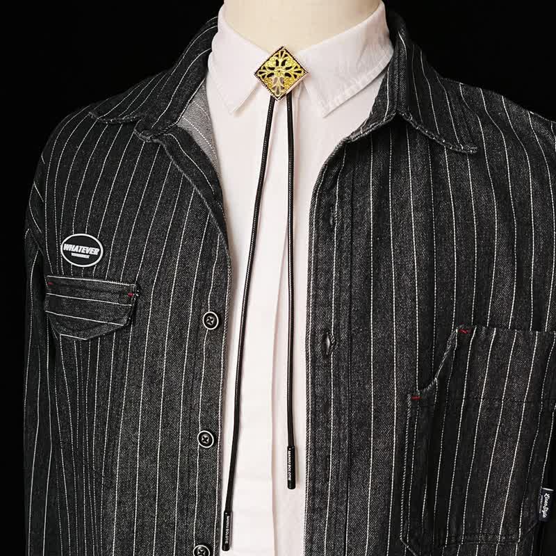 Cravatta Bolo a forma di diamante con motivo floreale dorato - image 4