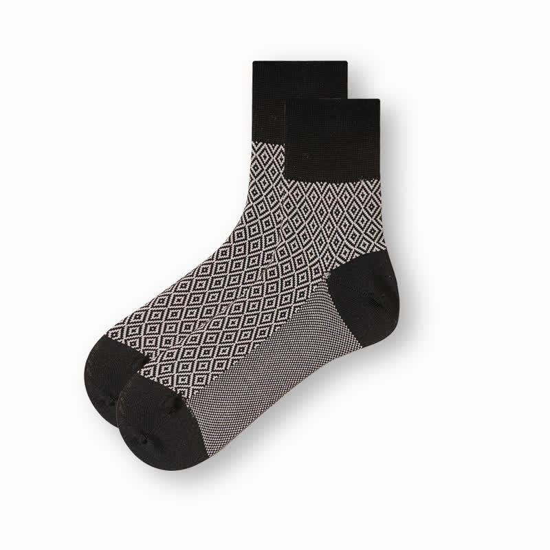 Calzini casual da uomo in cotone mercerizzato bianco e nero - Diamante - 6 paia - Taglia unica (US 6.5 - US 10) - image 11