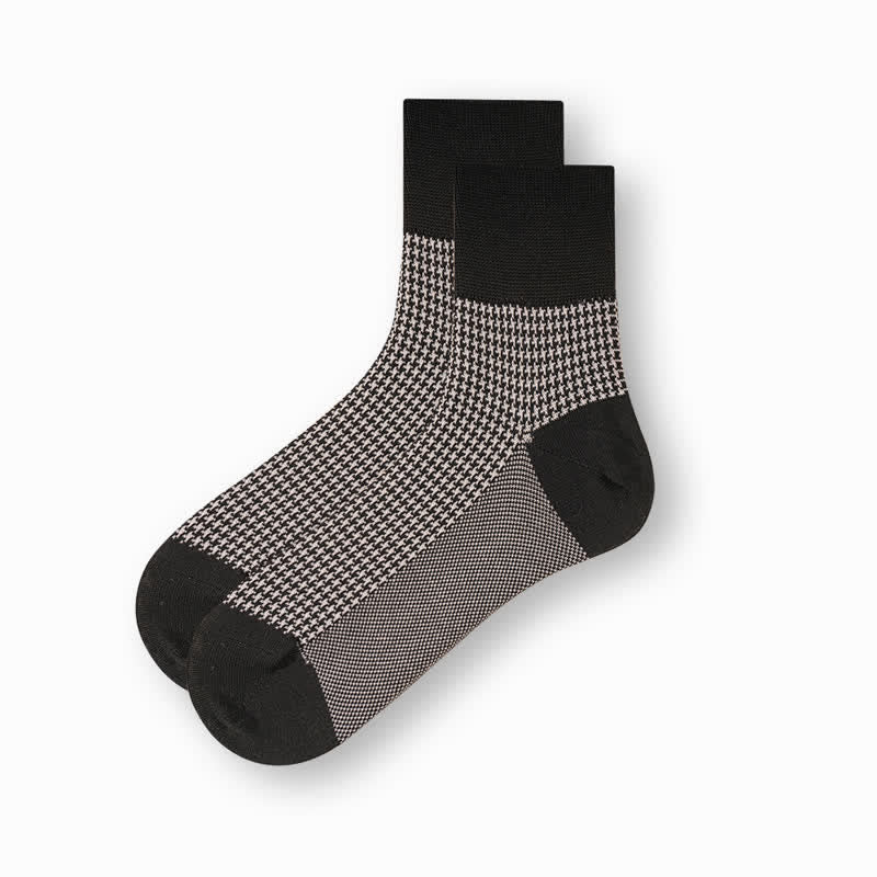 Calzini casual da uomo in cotone mercerizzato bianco e nero - Pied de poule - 6 paia - Taglia unica (US 6.5 - US 10) - image 10