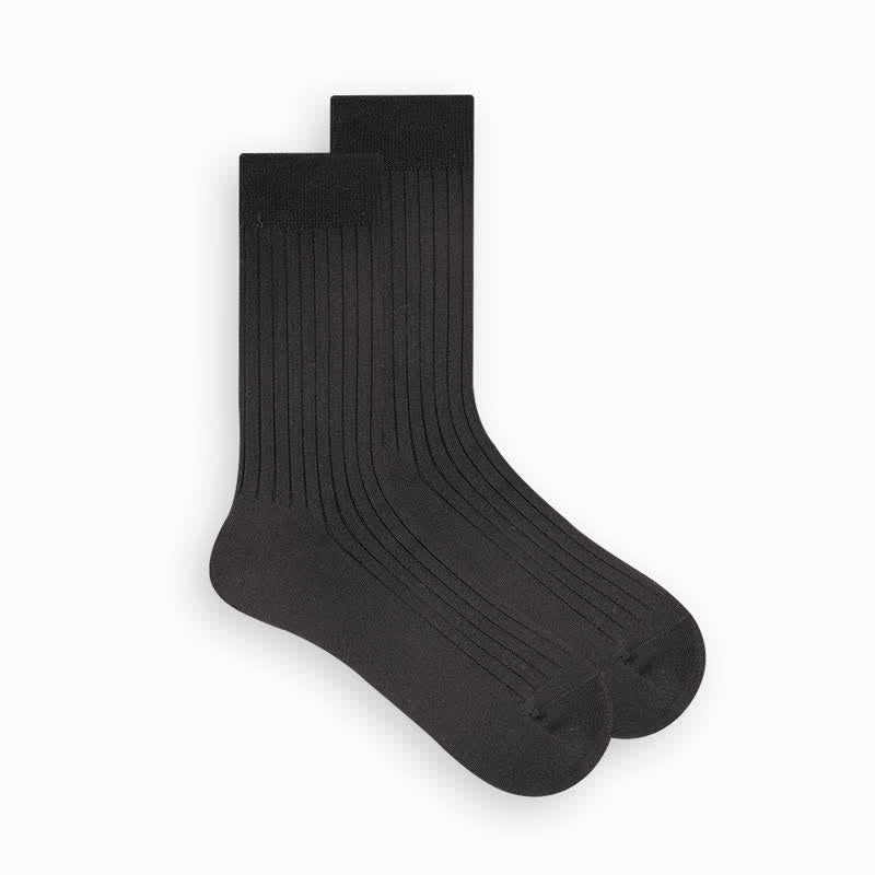 Calzini da uomo in cotone semplice tinta unita - Nero - 6 paia - Taglia unica (US 6.5 - US 10) - image 14