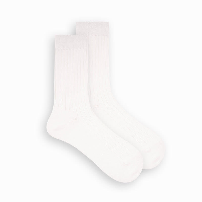 Calzini da uomo in cotone semplice tinta unita - Bianco - 6 paia - Taglia unica (US 6.5 - US 10) - image 15