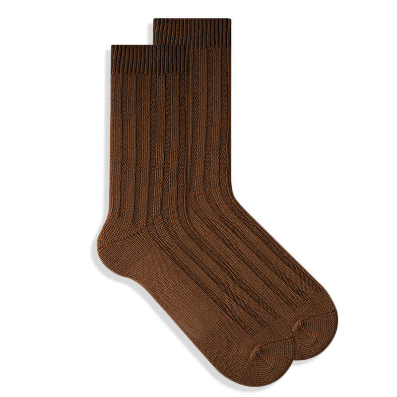 Calzini da uomo in cotone tinta unita a coste sottili - Caffè - 6 paia - Taglia unica (US 6.5 - US 10) - image 7