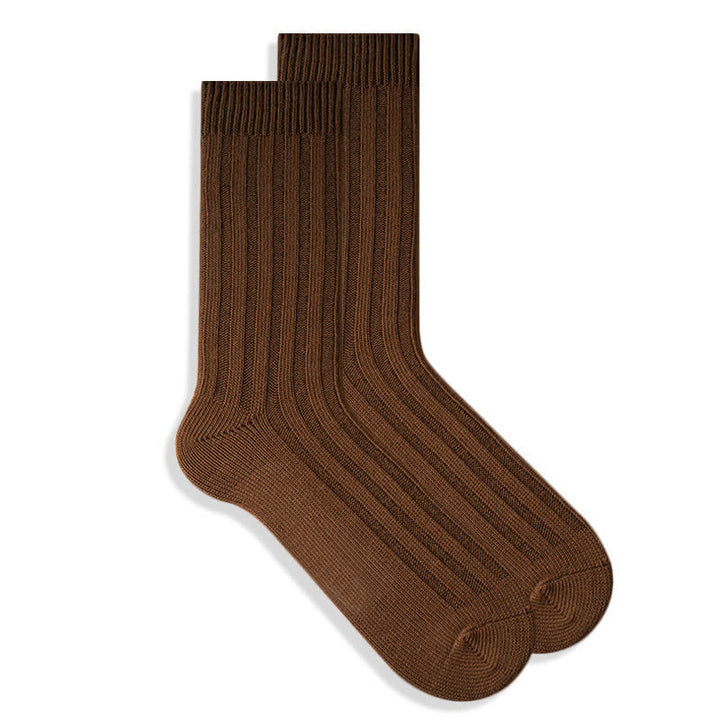 Calzini da uomo in cotone tinta unita a coste sottili - Caffè - 6 paia - Taglia unica (US 6.5 - US 10) - image 7