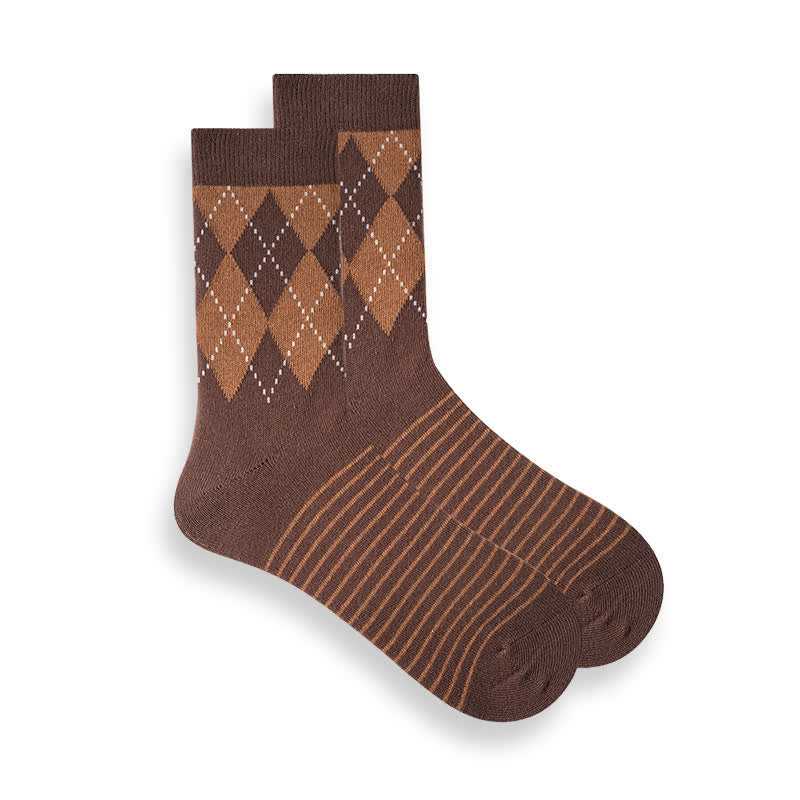 Calzini da uomo in cotone con motivo scozzese britannico - Caffè - 6 paia - Taglia unica (US 6.5 - US 10) - image 10