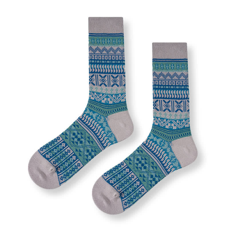 Calzini da uomo in cotone con motivo a maglia colorato e audace - Grigio - 6 paia - Taglia unica (US 6 - US 10) - image 14