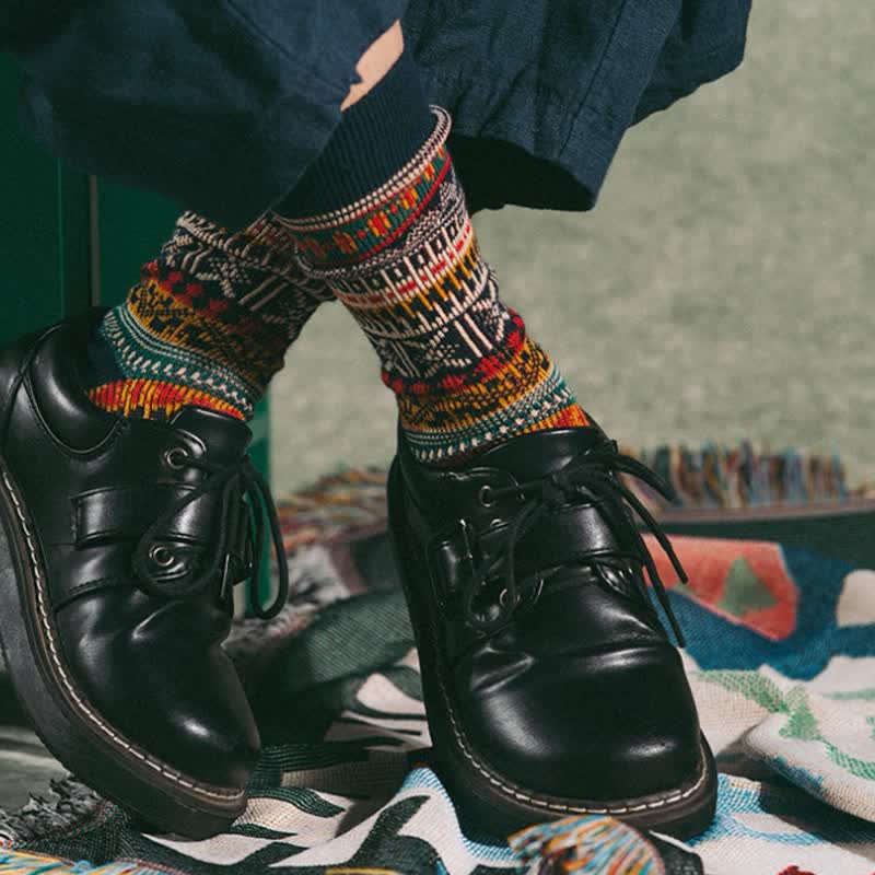 Calzini da uomo in cotone con motivo a maglia colorato e audace