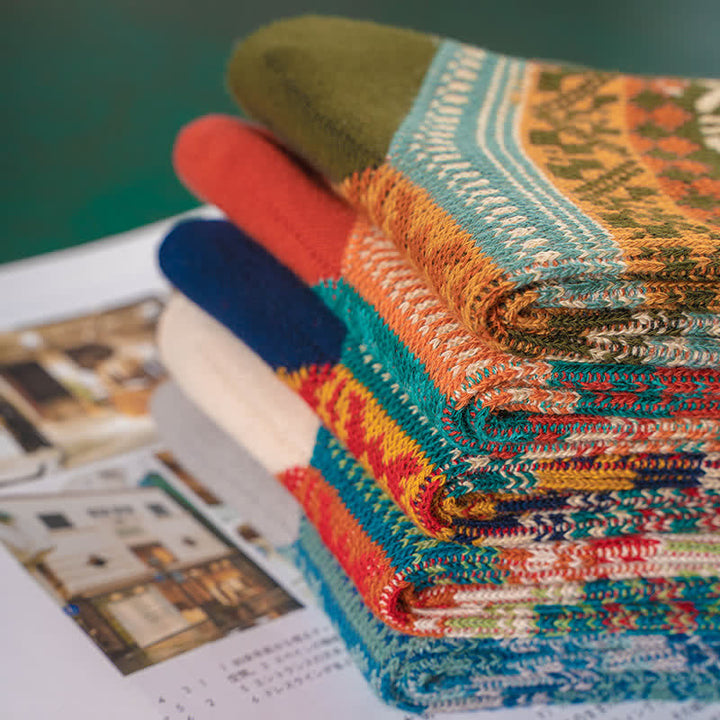 Calzini da uomo in cotone con motivo a maglia colorato e audace