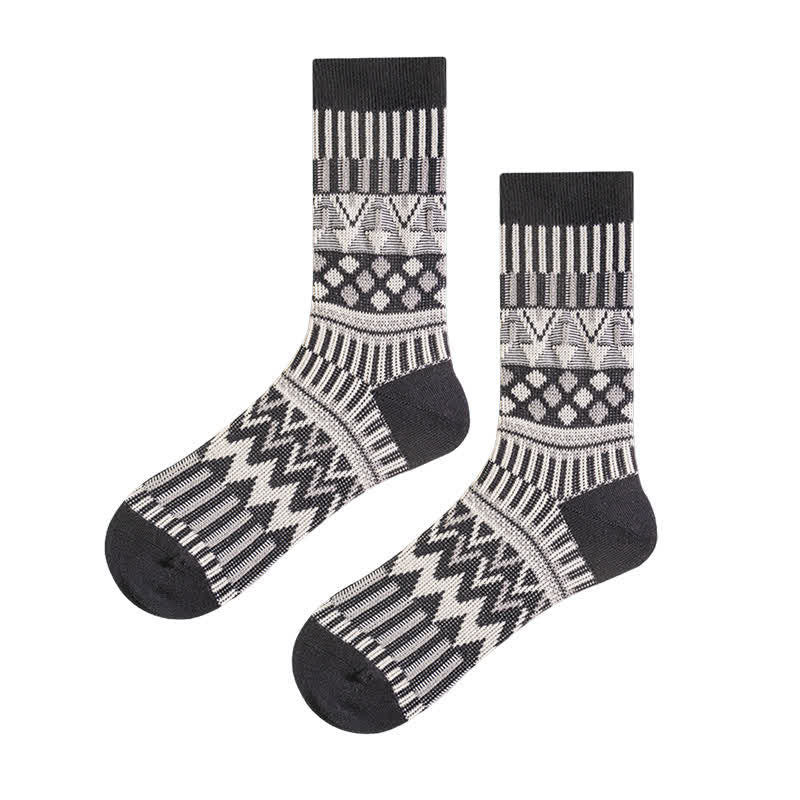 Calzini in cotone con motivo tribale colorato - Nero - 6 paia - Taglia unica (US 6 - US 10) - image 13