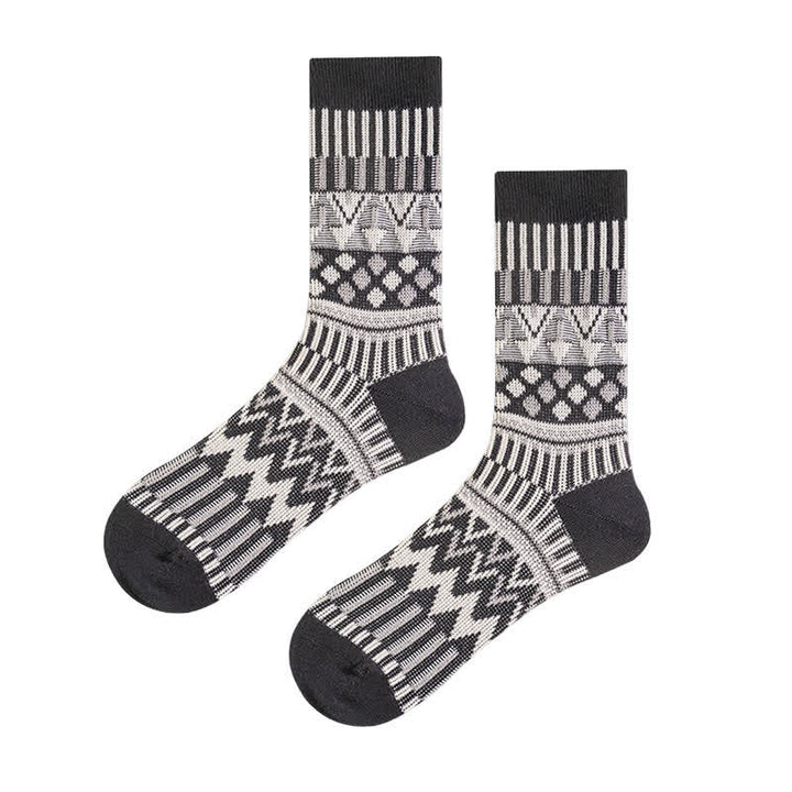 Calzini in cotone con motivo tribale colorato - Nero - 6 paia - Taglia unica (US 6 - US 10) - image 13