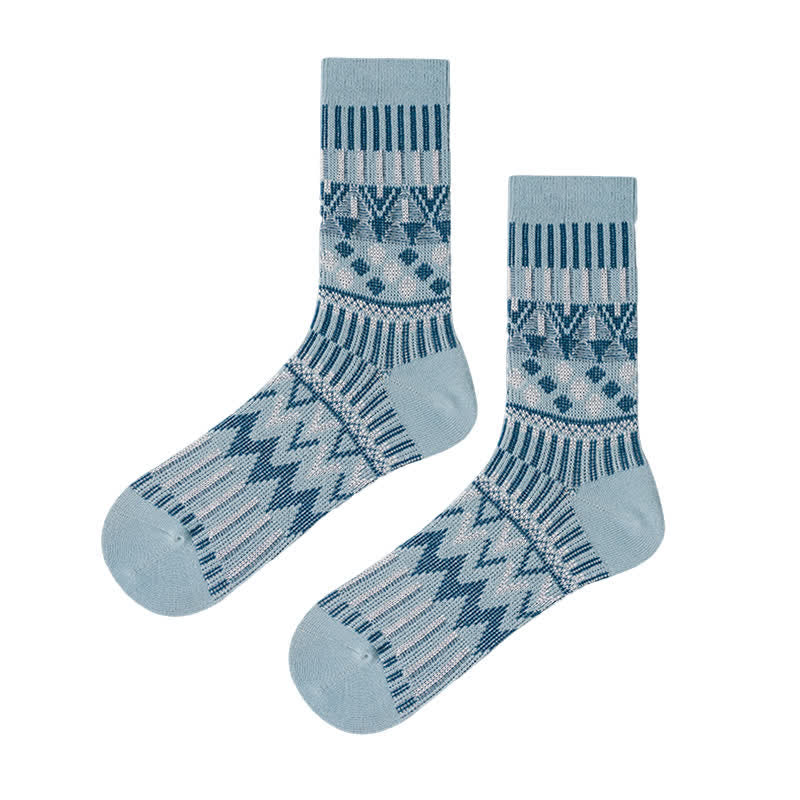 Calzini in cotone con motivo tribale colorato - Azzurro cielo - 6 paia - Taglia unica (US 6 - US 10) - image 11