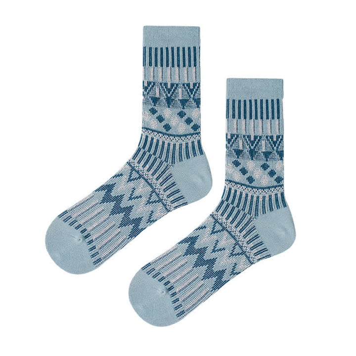 Calzini in cotone con motivo tribale colorato - Azzurro cielo - 6 paia - Taglia unica (US 6 - US 10) - image 11