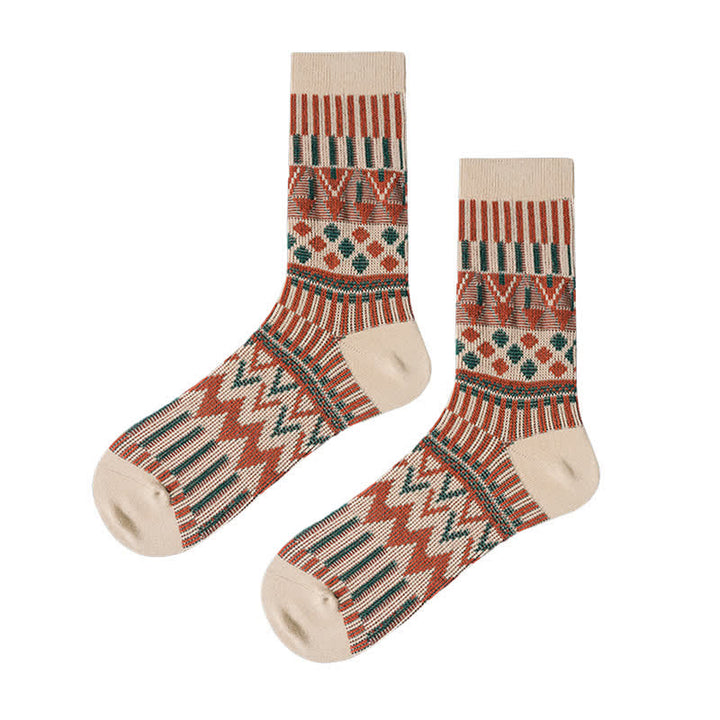 Calzini in cotone con motivo tribale colorato - Beige - 6 paia - Taglia unica (US 6 - US 10) - image 8