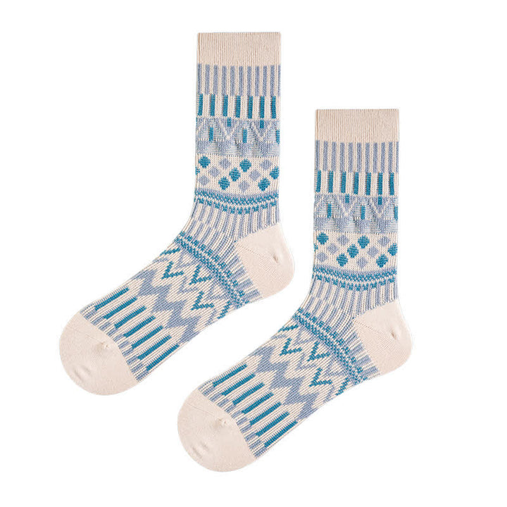 Calzini in cotone con motivo tribale colorato - Azzurro chiaro - 6 paia - Taglia unica (US 6 - US 10) - image 18