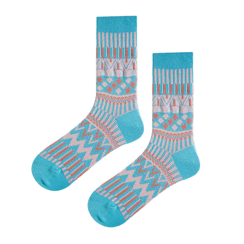 Calzini in cotone con motivo tribale colorato - Blu - 6 paia - Taglia unica (US 6 - US 10) - image 15