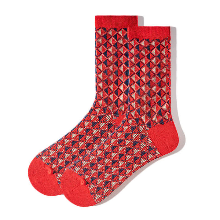 Calzini in cotone con motivo a triangolo in colori contrastanti - Rosso - 6 paia - Taglia unica (US 5.5 - US 10) - image 10