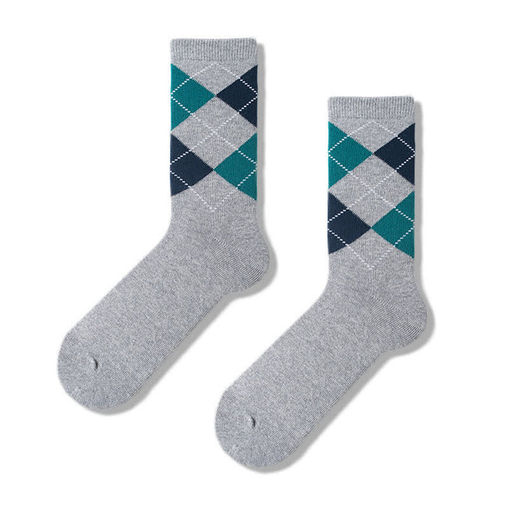 Calzini da uomo in cotone con motivo a rombi - Grigio - 6 paia - Taglia unica (US 6.5 - US 10) - image 8