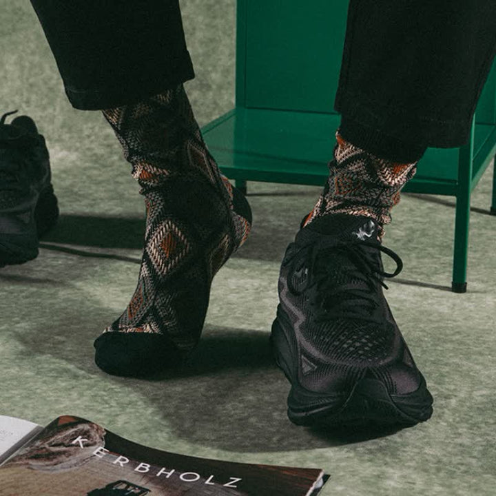Calzini di cotone con motivo a mosaico e diamanti divertenti e alla moda - image 4