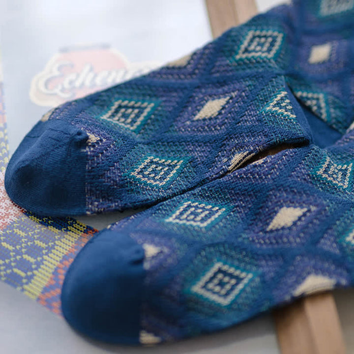 Calzini di cotone con motivo a mosaico e diamanti divertenti e alla moda - image 10