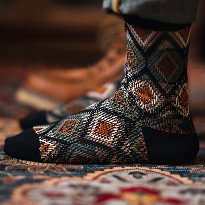 Calzini di cotone con motivo a mosaico e diamanti divertenti e alla moda - image 0