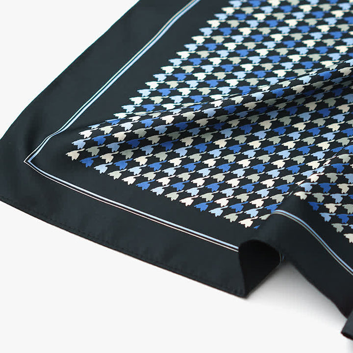 Sciarpa quadrata pied de poule blu navy e blu con fibbia per sciarpa