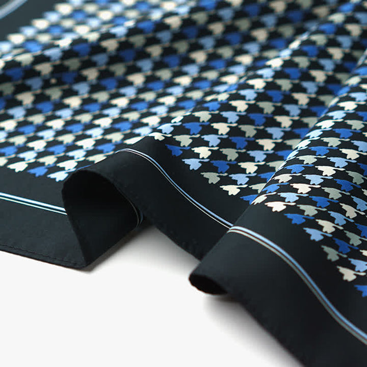 Sciarpa quadrata pied de poule blu navy e blu con fibbia per sciarpa
