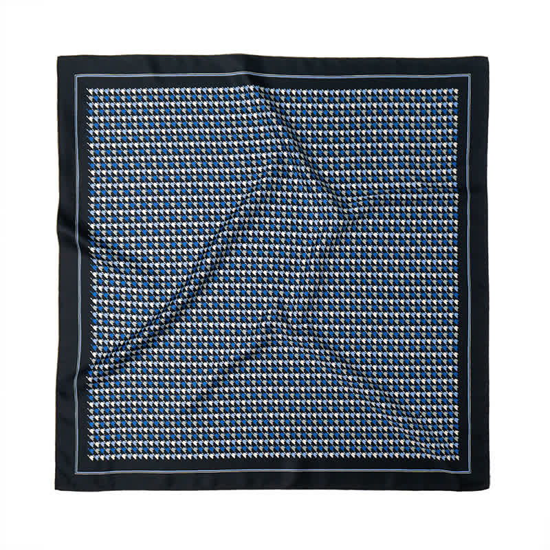 Sciarpa quadrata pied de poule blu navy e blu con fibbia per sciarpa