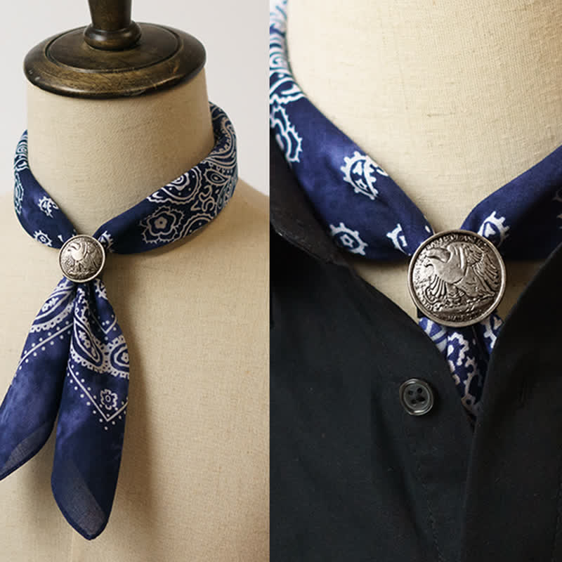 Sciarpa quadrata Paisley Acidwash con fibbia per sciarpa - Blu - image 0