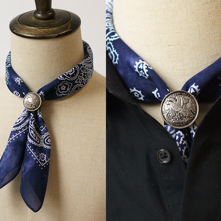 Sciarpa quadrata Paisley Acidwash con fibbia per sciarpa - Blu - image 0