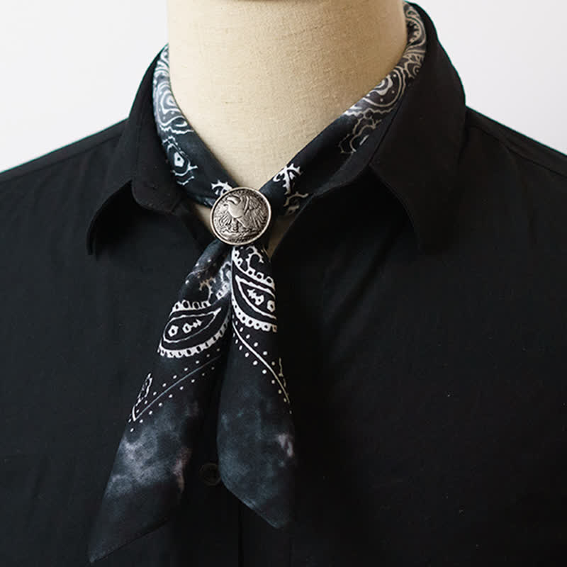 Sciarpa quadrata Paisley Acidwash con fibbia per sciarpa