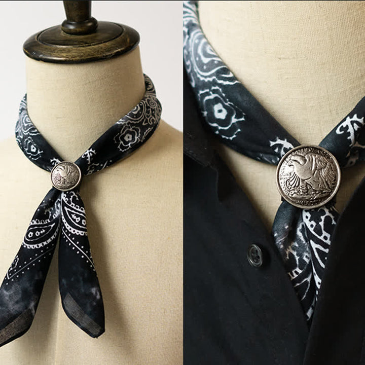 Sciarpa quadrata Paisley Acidwash con fibbia per sciarpa