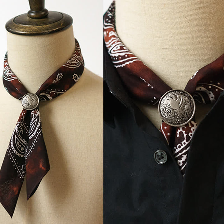 Sciarpa quadrata Paisley Acidwash con fibbia per sciarpa