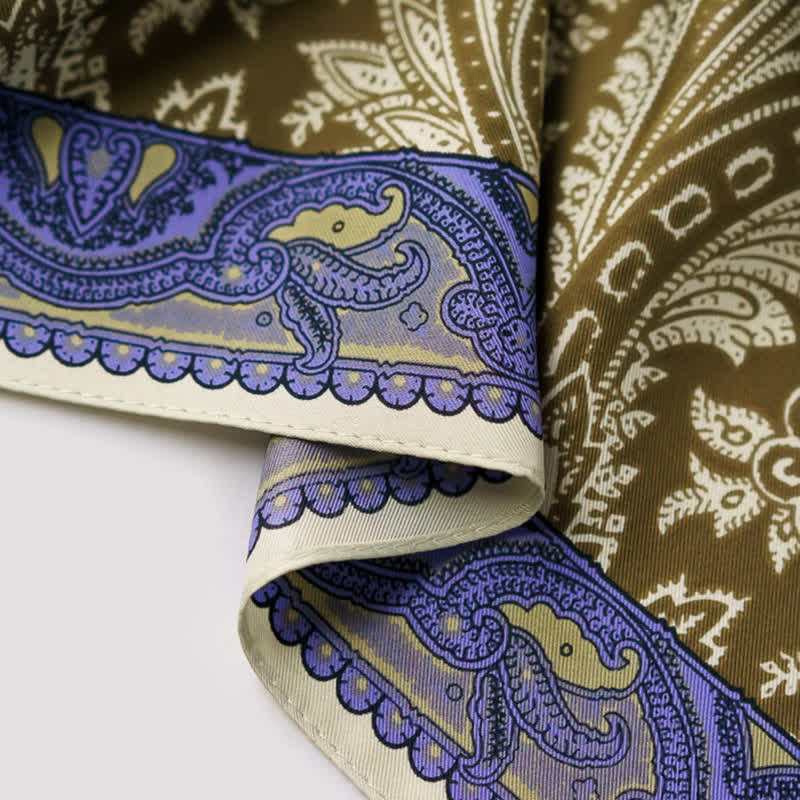 Sciarpa quadrata stampata Paisley esotica con fibbia per sciarpa