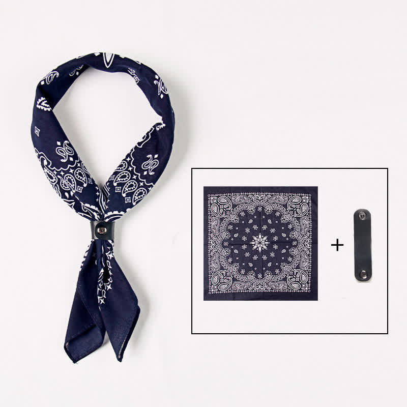 Sciarpa quadrata stampata Paisley alla moda con fibbia per sciarpa