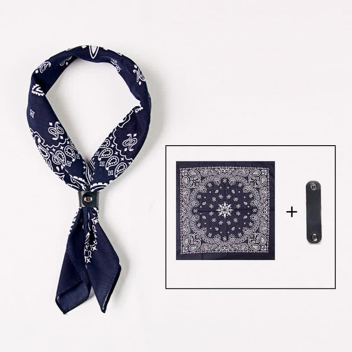 Sciarpa quadrata stampata Paisley alla moda con fibbia per sciarpa
