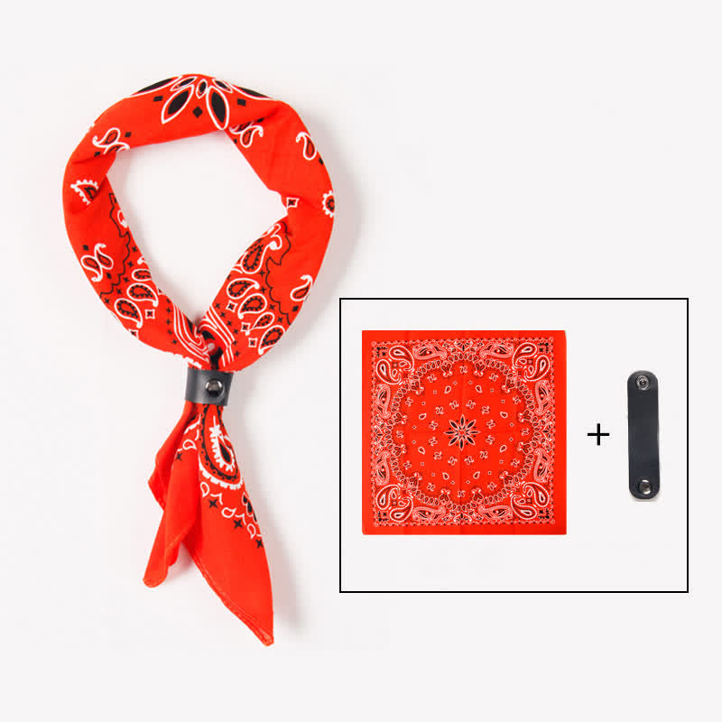 Sciarpa quadrata stampata Paisley alla moda con fibbia per sciarpa - Arancia - image 5