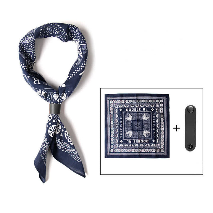 Sciarpa quadrata stampata Paisley alla moda con fibbia per sciarpa