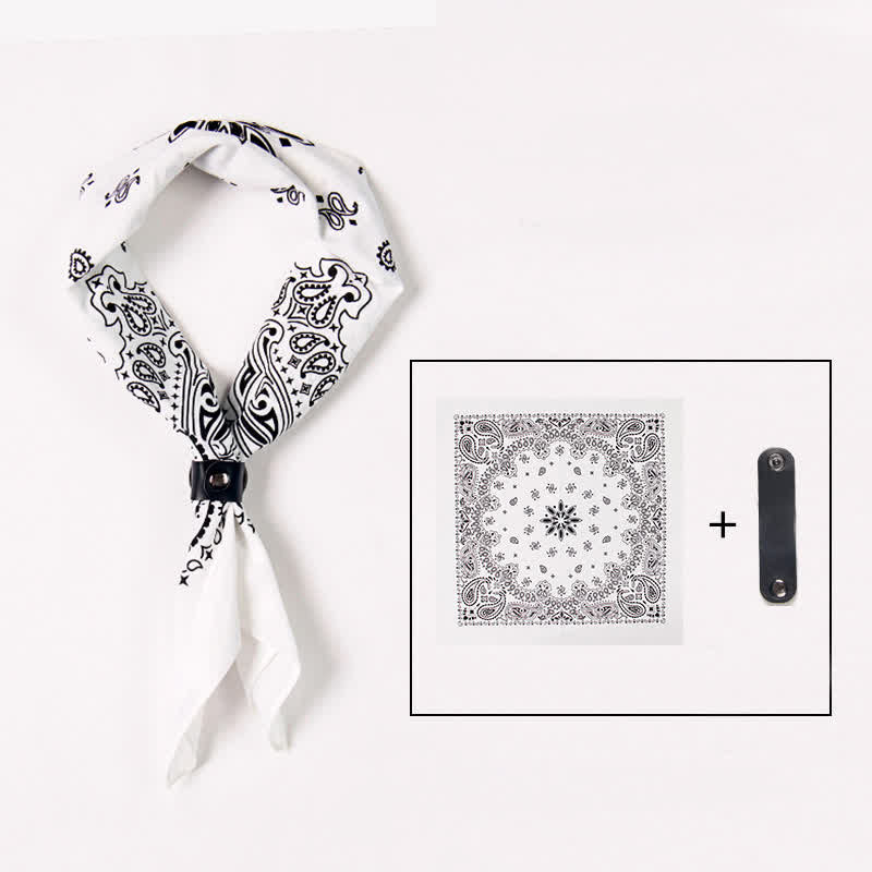 Sciarpa quadrata stampata Paisley alla moda con fibbia per sciarpa - Bianco - image 4