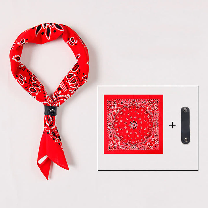Sciarpa quadrata stampata Paisley alla moda con fibbia per sciarpa - Rosso - image 6