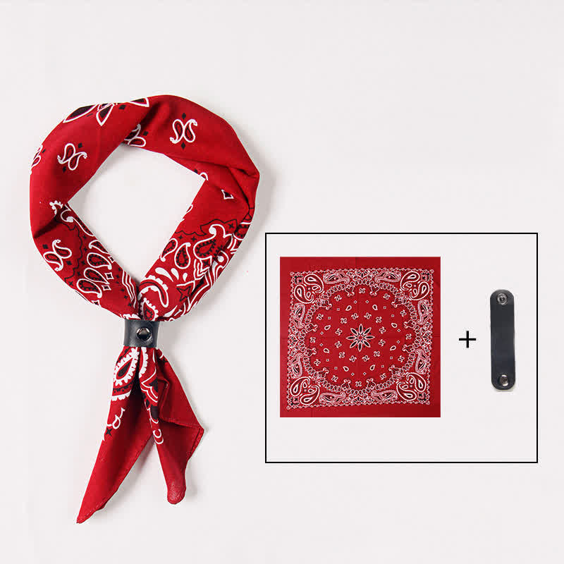 Sciarpa quadrata stampata Paisley alla moda con fibbia per sciarpa