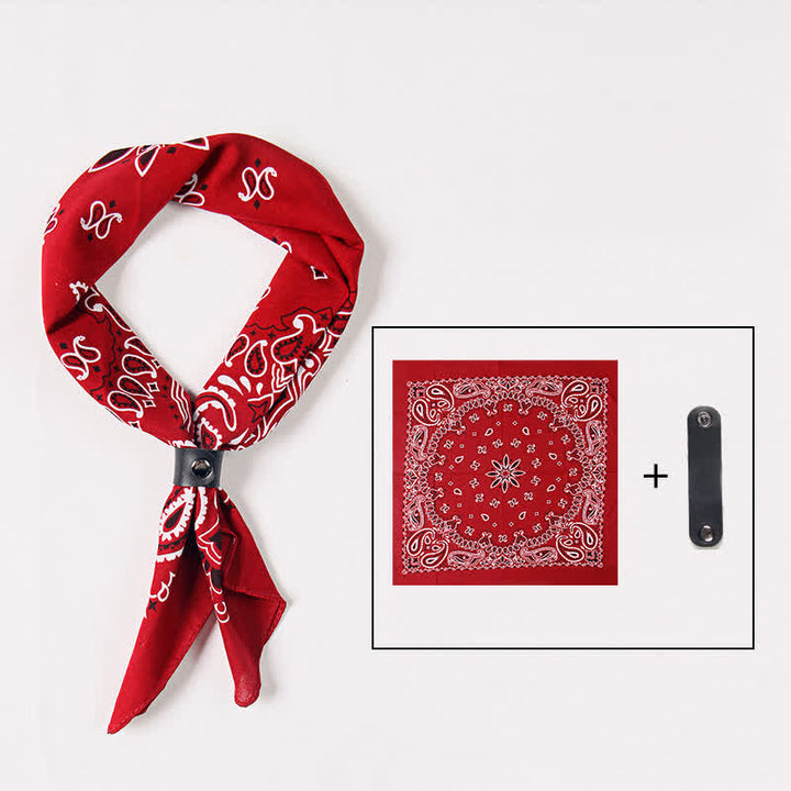 Sciarpa quadrata stampata Paisley alla moda con fibbia per sciarpa