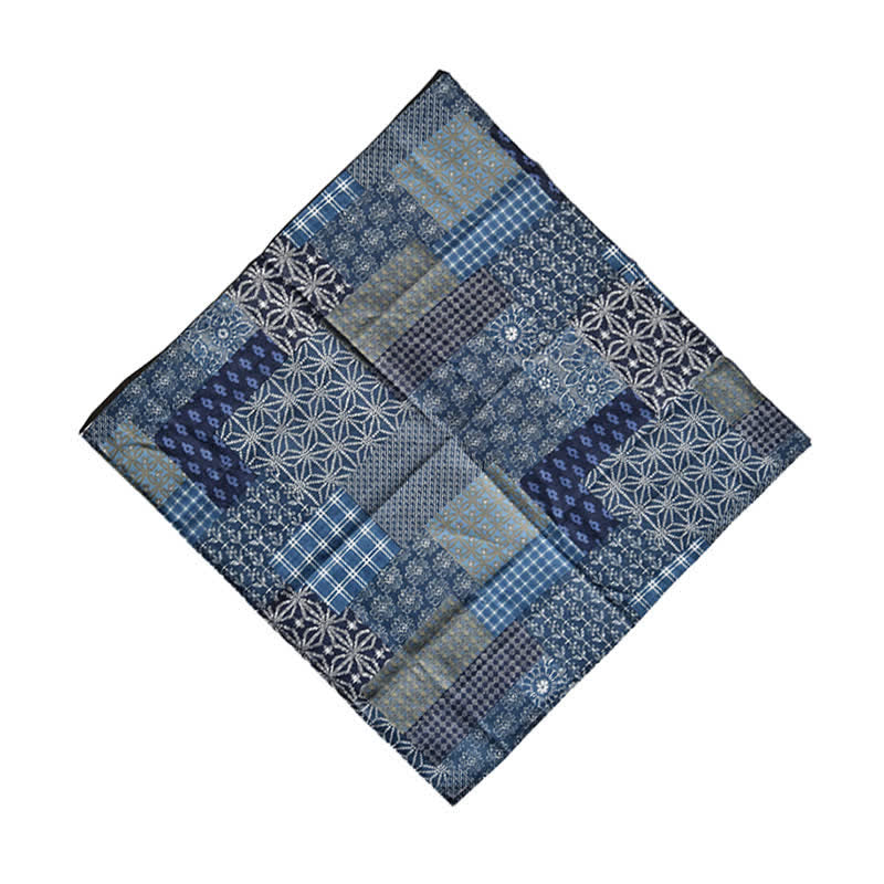 Sciarpa quadrata con motivo geometrico patchwork blu vintage - Marina Militare - image 1