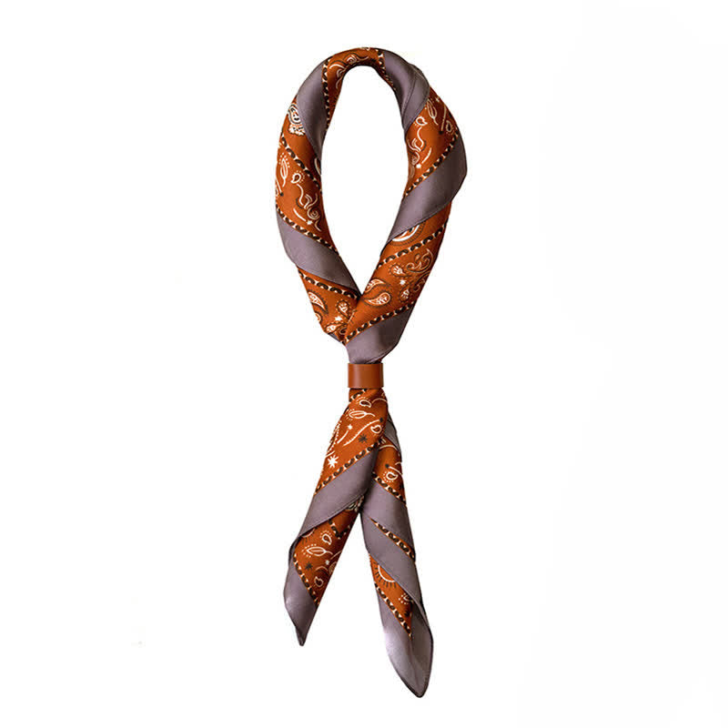 Sciarpa quadrata classica con stampe floreali Paisley bicolore