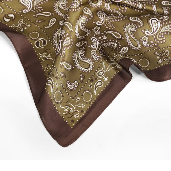 Sciarpa quadrata classica con stampe floreali Paisley bicolore