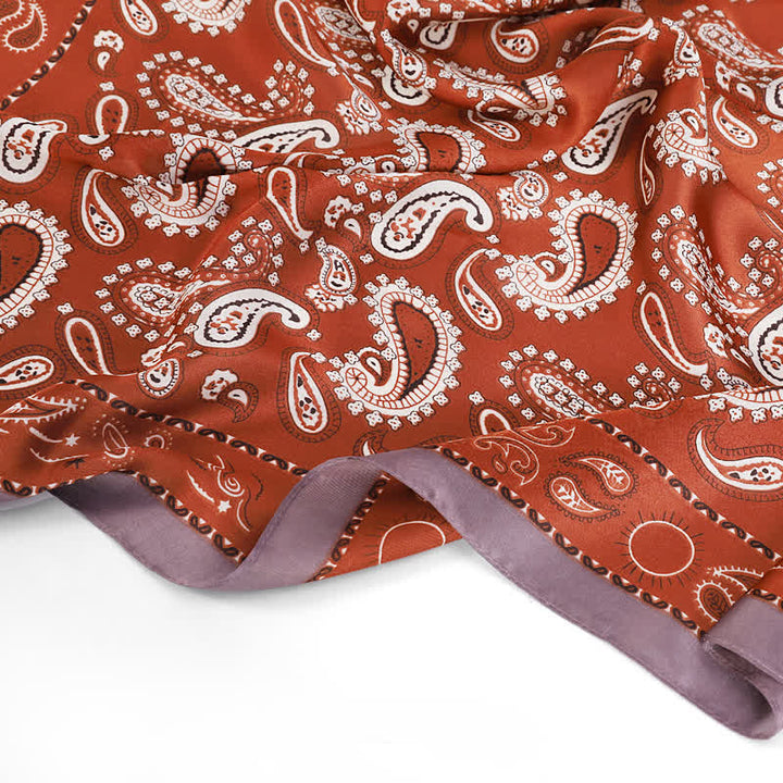 Sciarpa quadrata classica con stampe floreali Paisley bicolore