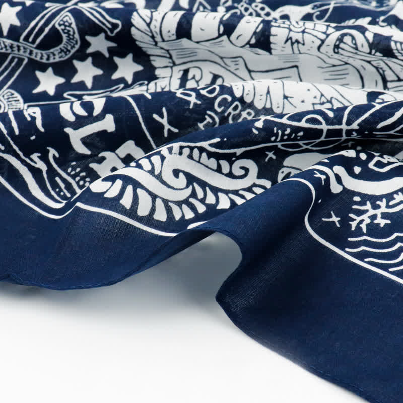 Sciarpa quadrata con motivo a vela marina e fibbia per sciarpa - image 4