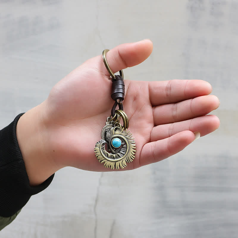 Portachiavi in pelle turchese artificiale blu Phoenix Tail - image 1