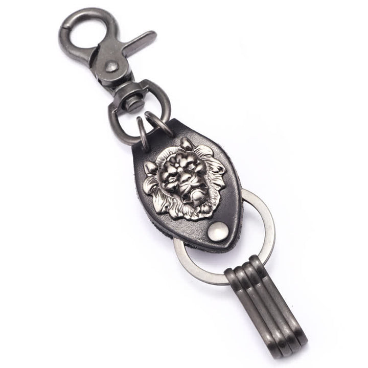 Portachiavi in pelle con testa di leone Wild West Cool